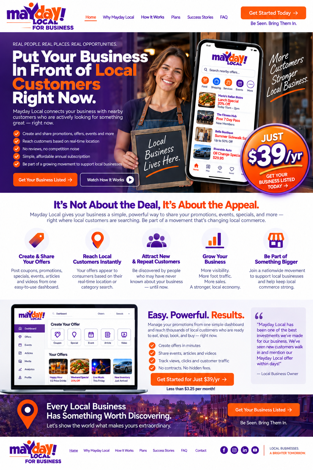 Mayday Local for Business homepage